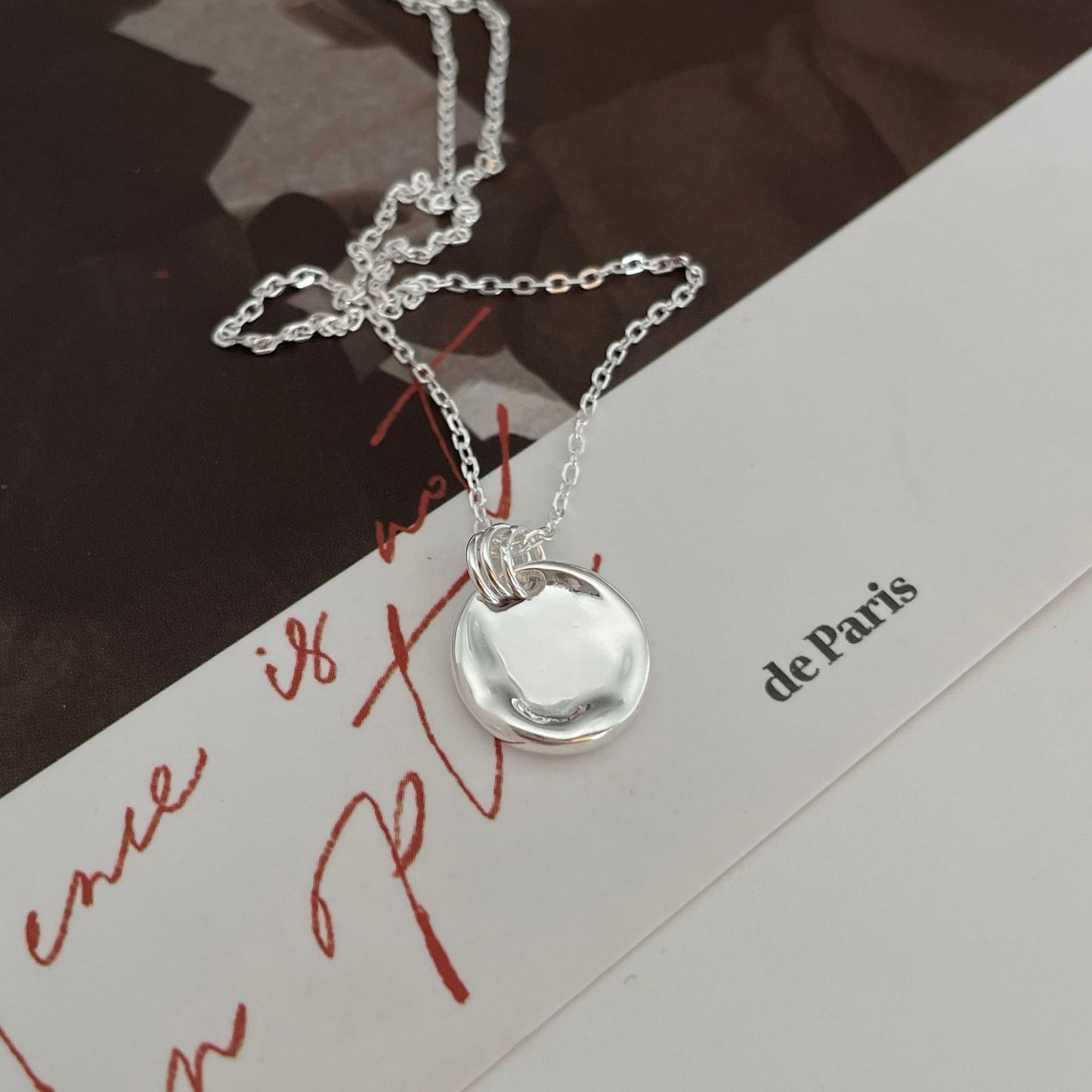 Collar Colgante Geométrico Vintage de Plata Esterlina 925 con Baño de Oro en Cadena Tipo Box para Mujer
