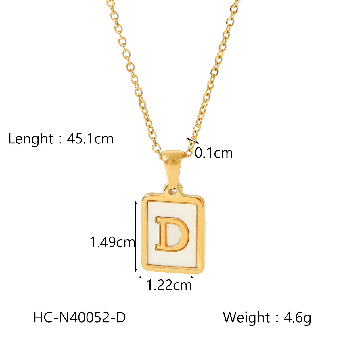 Minimalist Letter Pendant Necklace in Titanium Steel with 18K Gold Plating on Stainless Steel Chain for Women