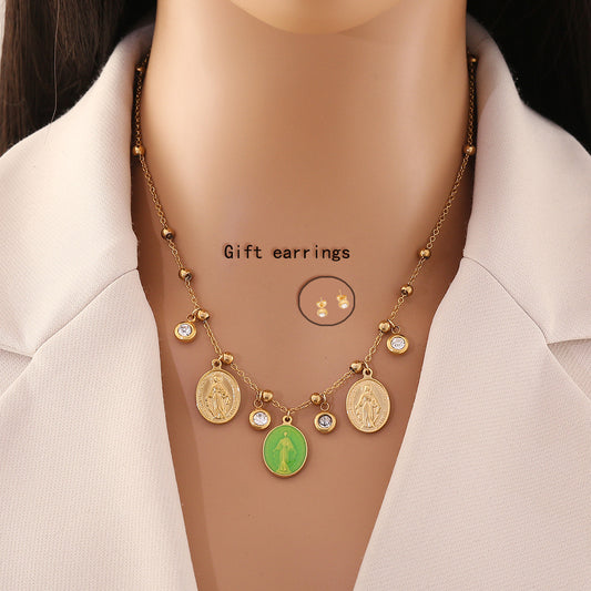Collar con colgante de ala de mariposa geométrica de acero inoxidable con incrustaciones de diamantes de imitación y acabado galvanizado para mujer