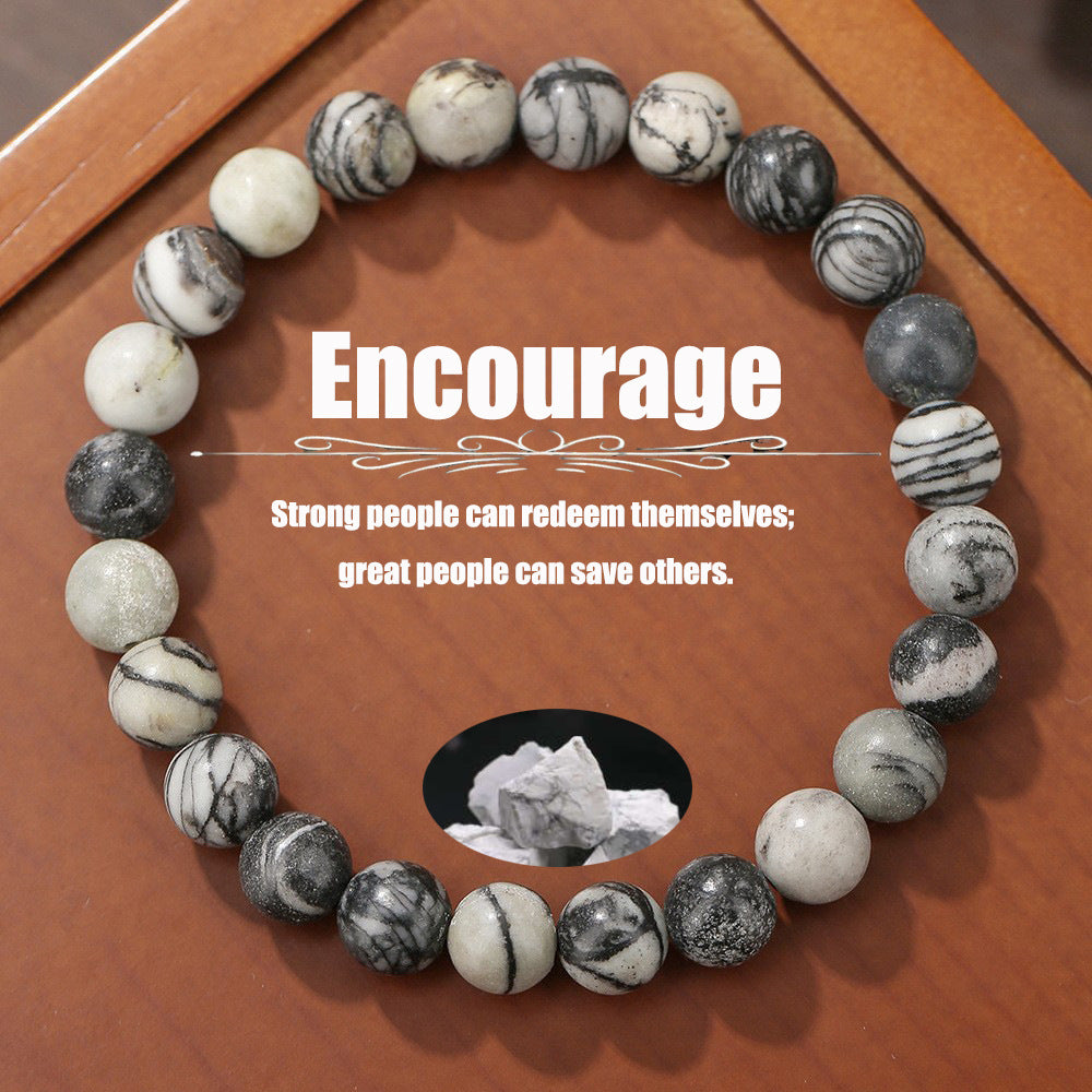Natural Gemstone Geometric Round Beaded Bracelet Unisex