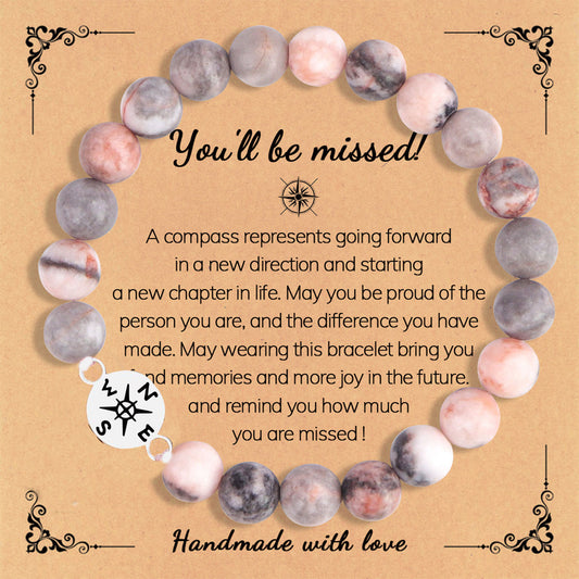 Elegant Geometric Round Rhodochrosite Turquoise Zebra Print Beaded Bracelet Unisex Fashion Gift