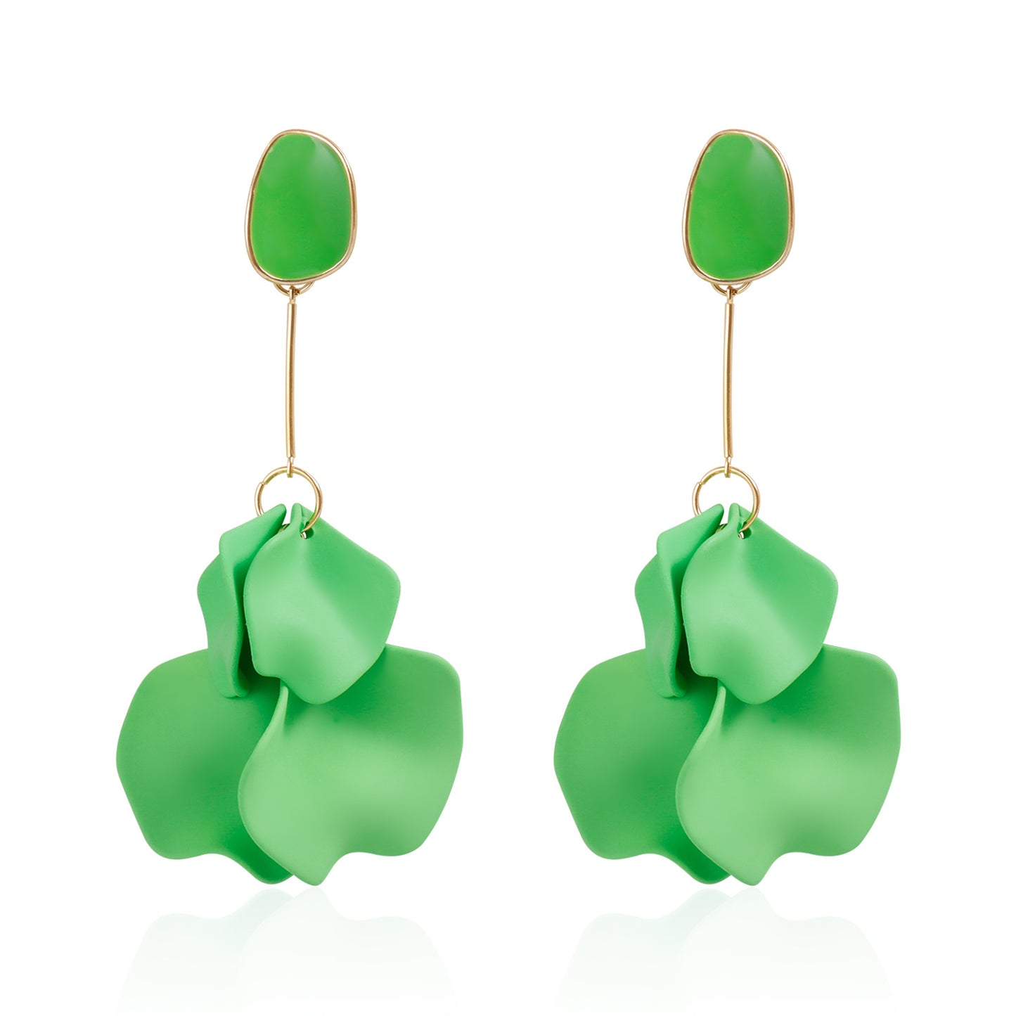 Vintage Floral Resin Stud Earrings for Women with Geometric Petal Shape and Plated Finish