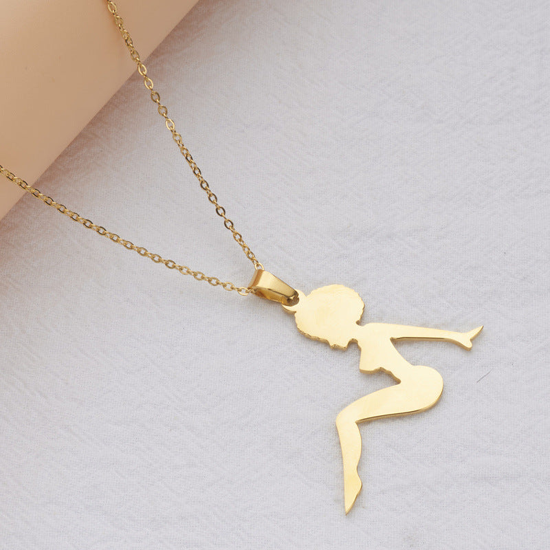 Minimalist Geometric Pendant Necklace for Women in Stainless Steel with Titanium Steel Charm and Plated Finish