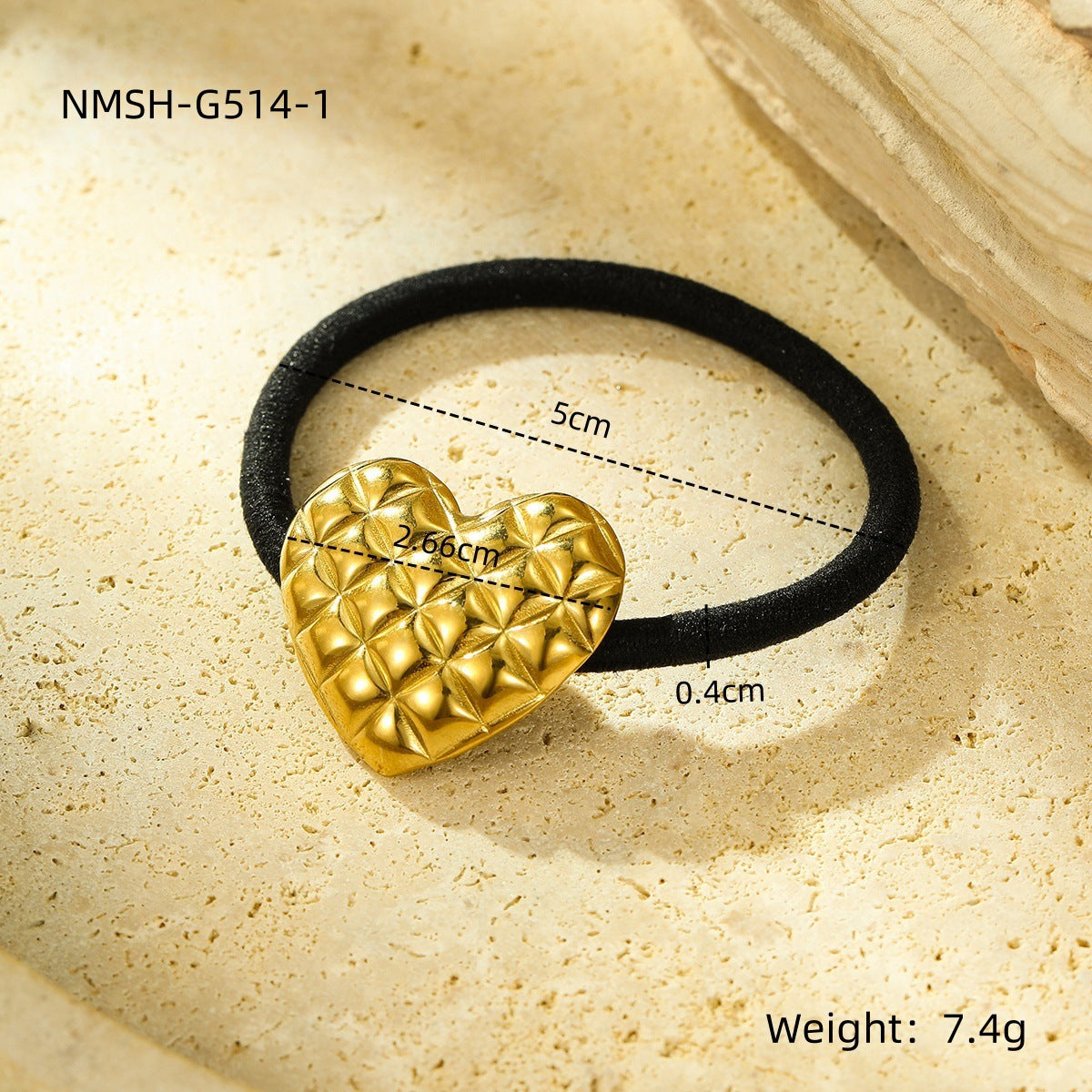 Fermacoda a forma di cuore e girasole in acciaio e titanio minimalista con finitura placcata per coda bassa, accessorio moda ad alta elasticità