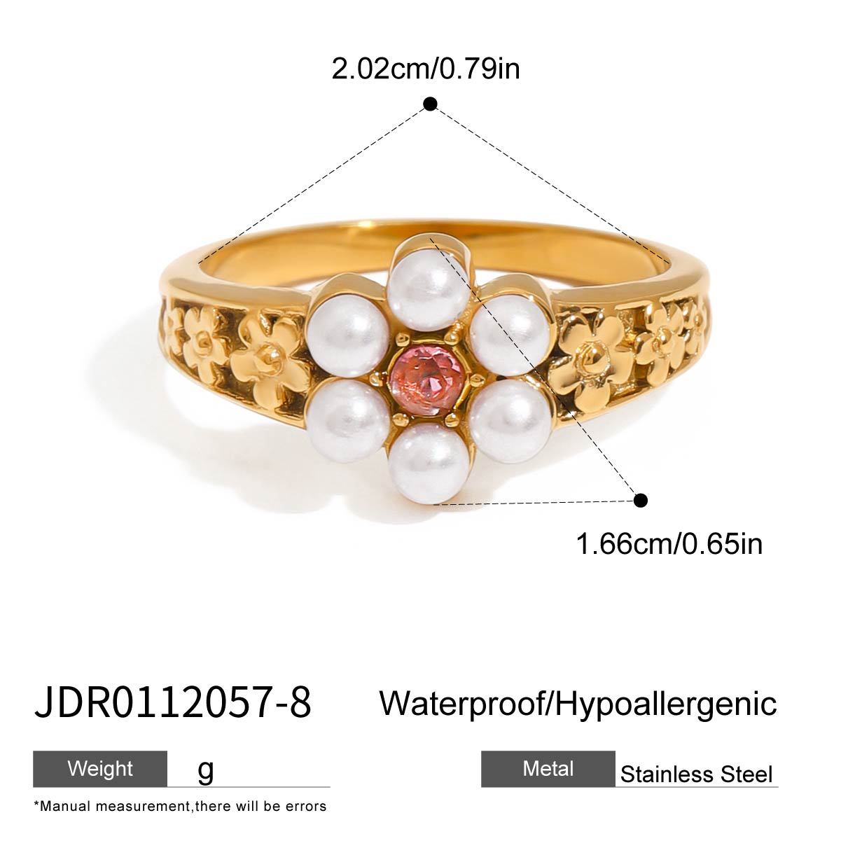 Anello da donna in acciaio inossidabile geometrico all'avanguardia con intarsio di zirconi rosa, gioielli di lusso elettrodeposti