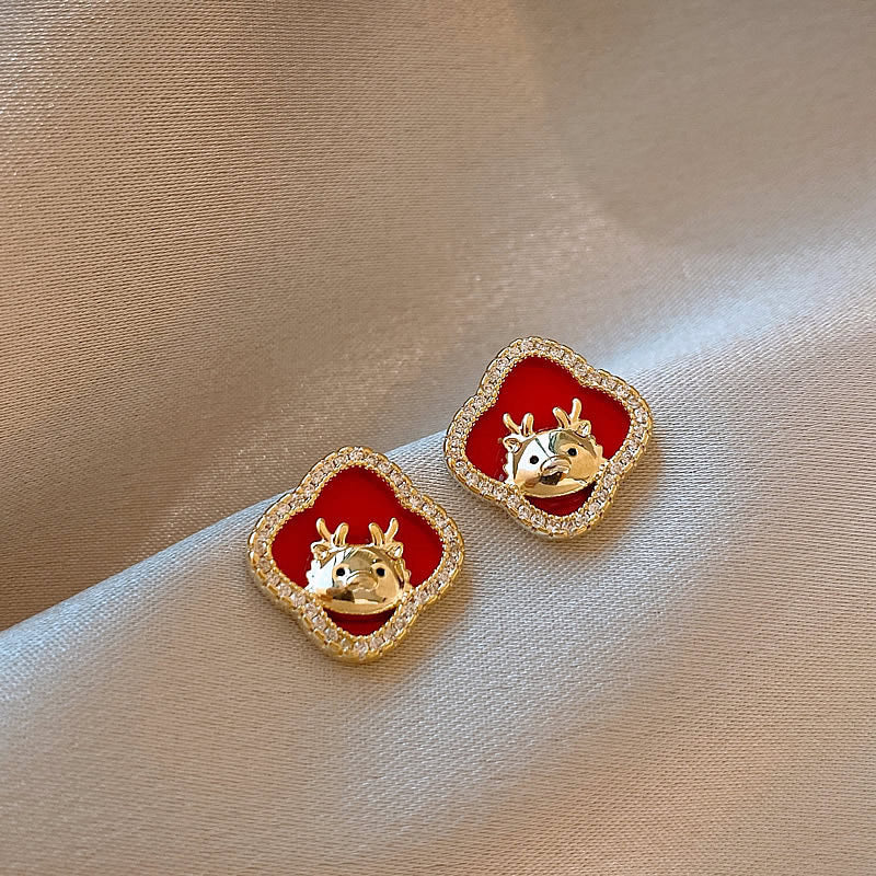 Fashionable Dragon-Shaped Zirconia Ear Cuffs for Women Stainless Steel Plated with Real Gold No-Piercing Ear Bone Clips