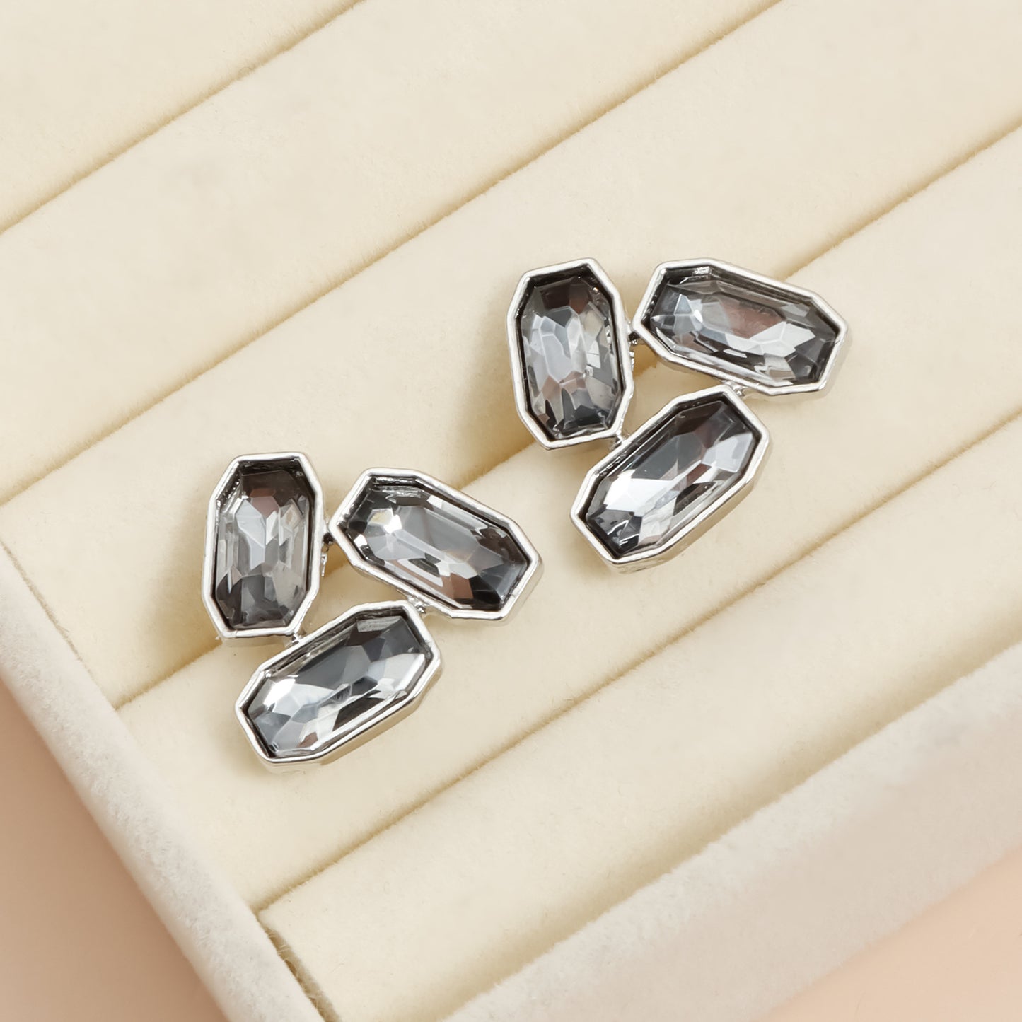 Vintage Luxury Geometric Triangle Glass Stud Earrings for Women