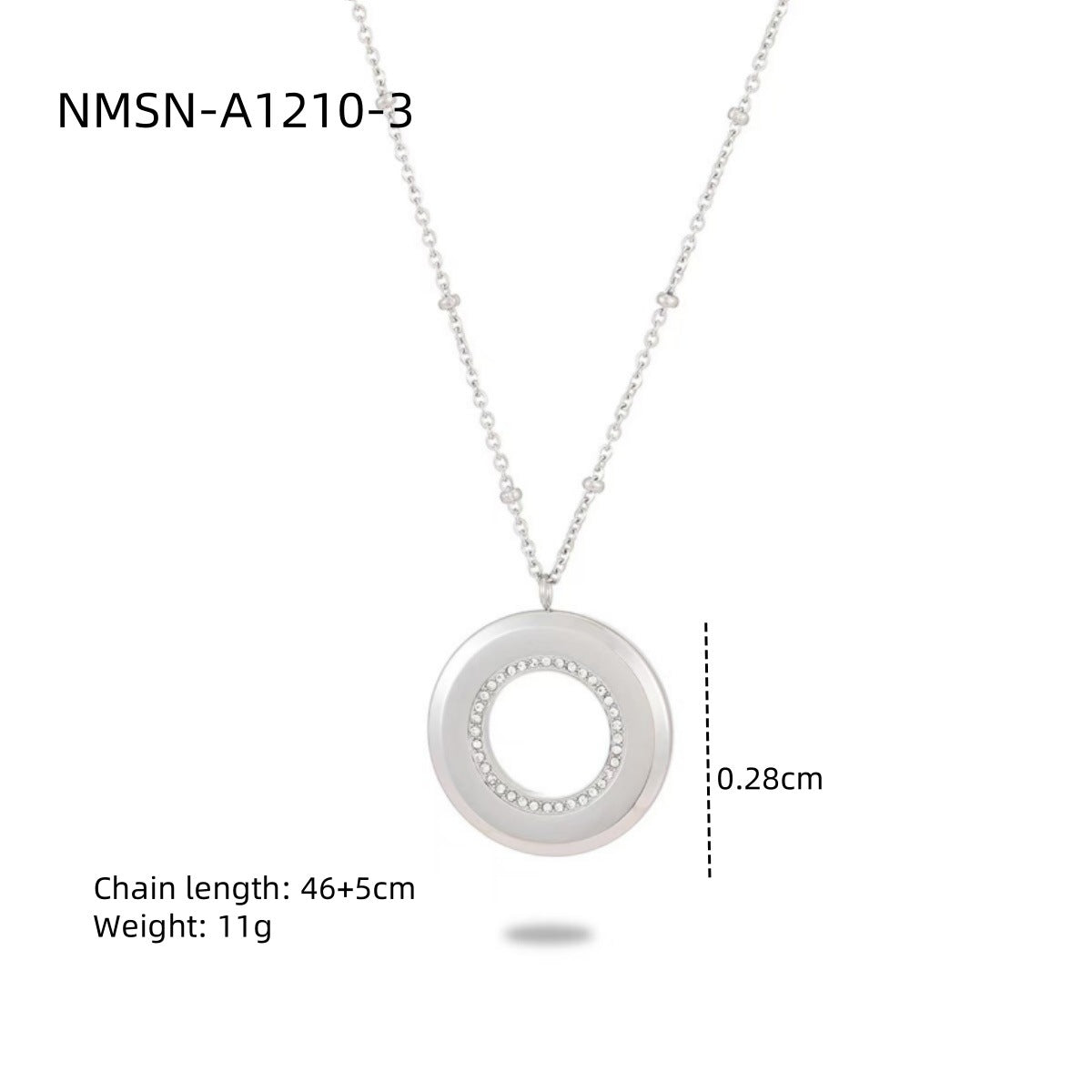 Collar minimalista de acero inoxidable chapado en oro de 18 quilates, geométrico redondo con colgante de circonita cúbica para mujer, barra de dijes de bricolaje