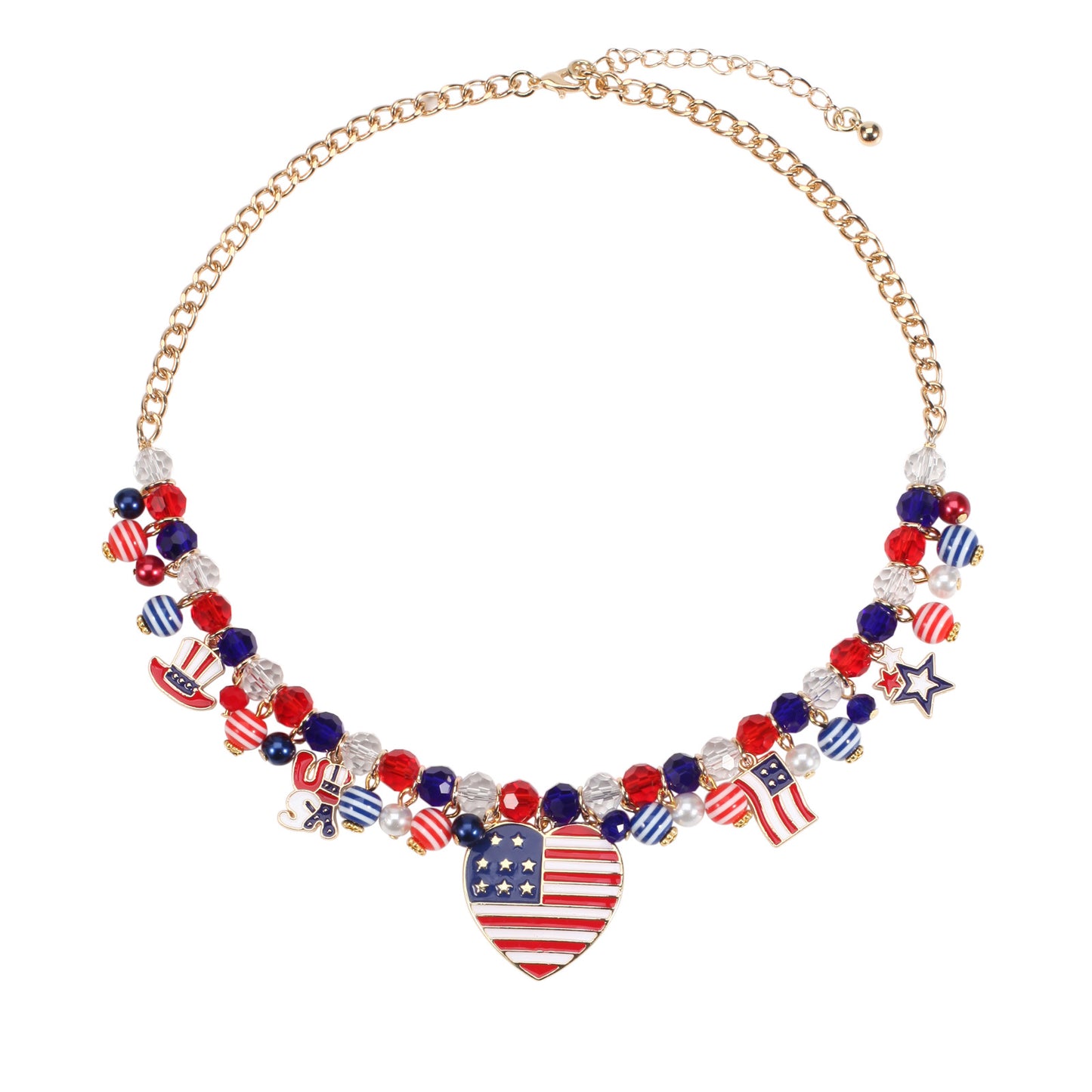 Patriotic Heart Star Butterfly Pendant Necklace Zinc Alloy Unisex Jewelry