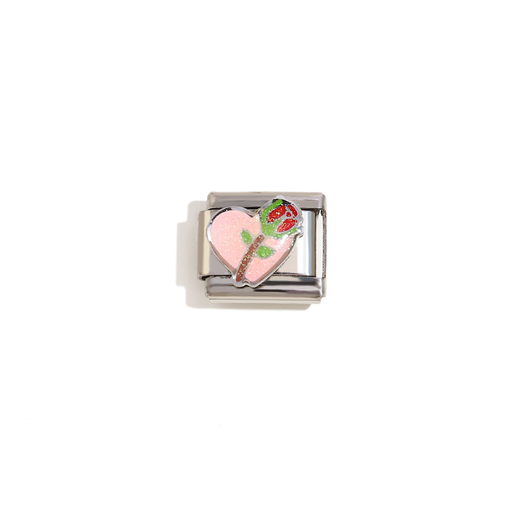 Elegant 18K Gold Plated Drip Oil Square Stainless Steel Charm Bar for Women