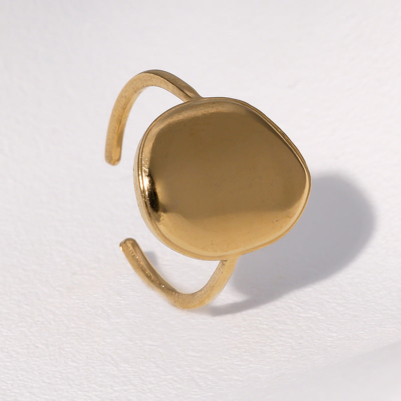 Minimalist Geometric Stainless Steel Open Ring for Women with Plated Finish