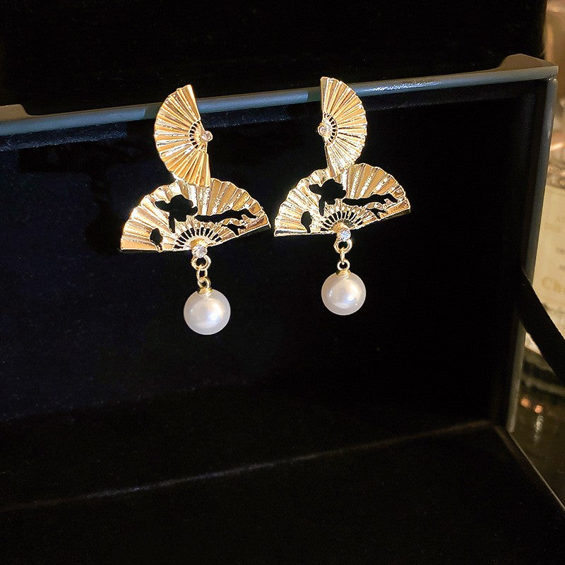 Vintage Floral Round Geometric Dangle Earrings with Silver-Plated Iron Base and 925 Sterling Silver Posts for Women