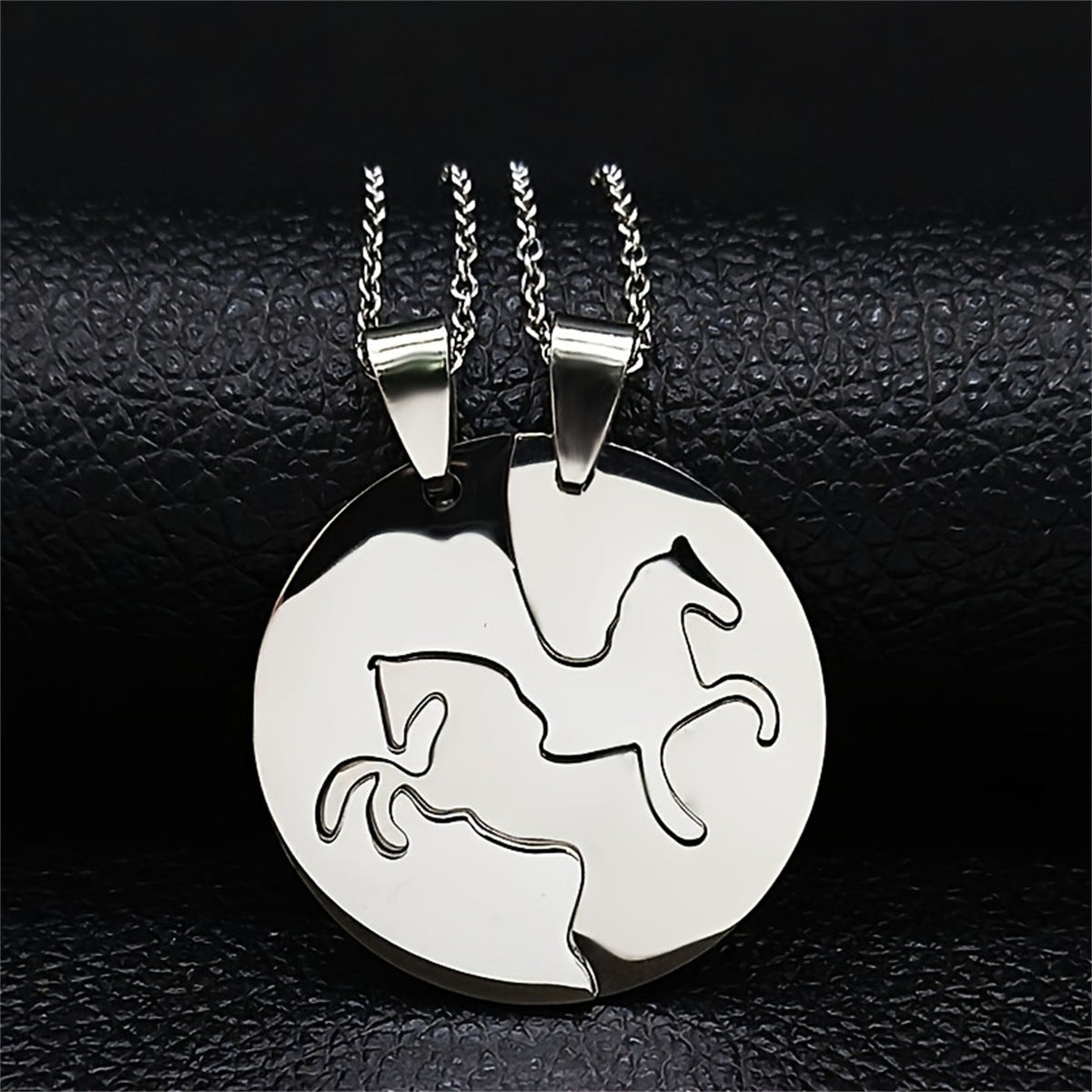 Minimalist Stainless Steel Pendant Necklace with Titanium Steel Charm on Pearl Chain for Unisex Everyday Wear