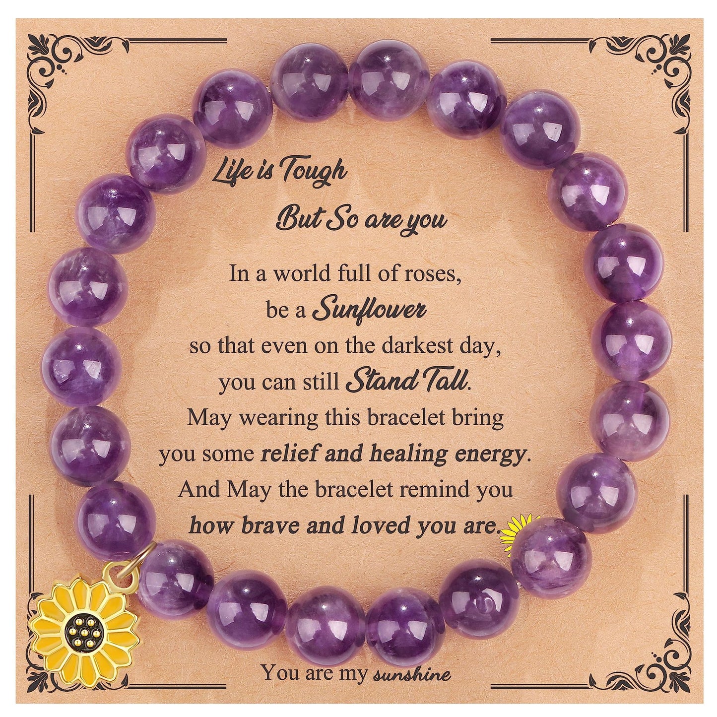 Sweet Floral Sunflower Gemstone Charm Bracelet for Women