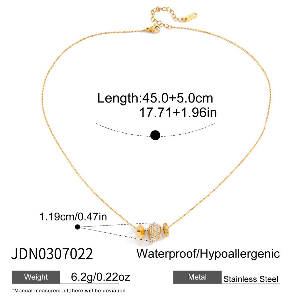 Collana con Ciondolo Geometrico Minimalista in Acciaio al Titanio Placcato per Donna