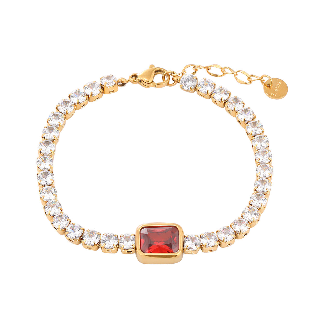 Elegante pulsera geométrica cuadrada de titanio con diamantes de imitación para mujer, con acabado chapado y atractivo minimalista de lujo