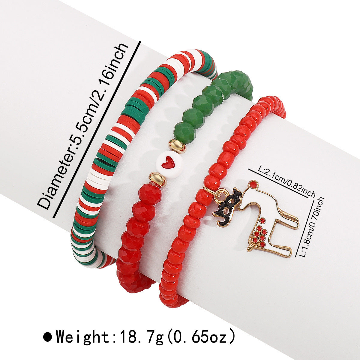 Christmas Beaded Bracelet Set with Santa Claus Pendant Geometric Alloy Charm Bar Unisex Holiday Gift