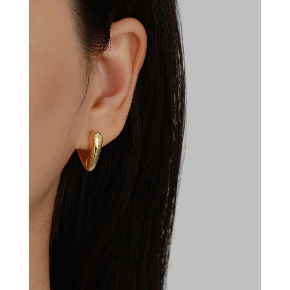 Pendientes minimalistas de tuerca con forma de corazón de plata de ley S925 para mujer con acabado pulido