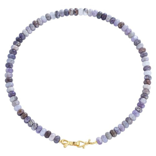 Elegant Natural Stone Agate Turquoise Beaded Necklace Unisex Geometric Round