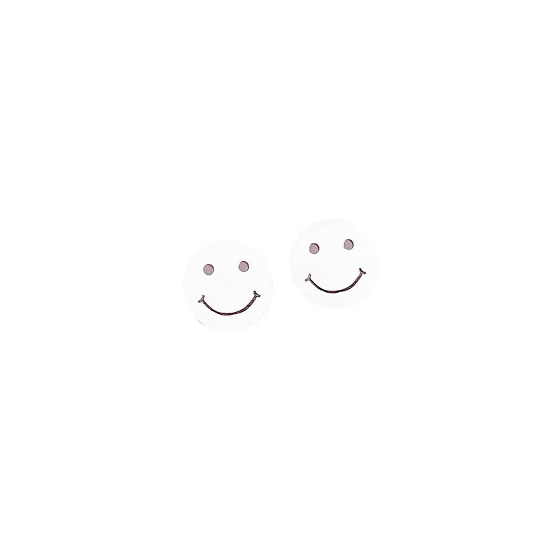 Minimalist Round Smile Titanium Steel Earrings with Plating Finish for Women