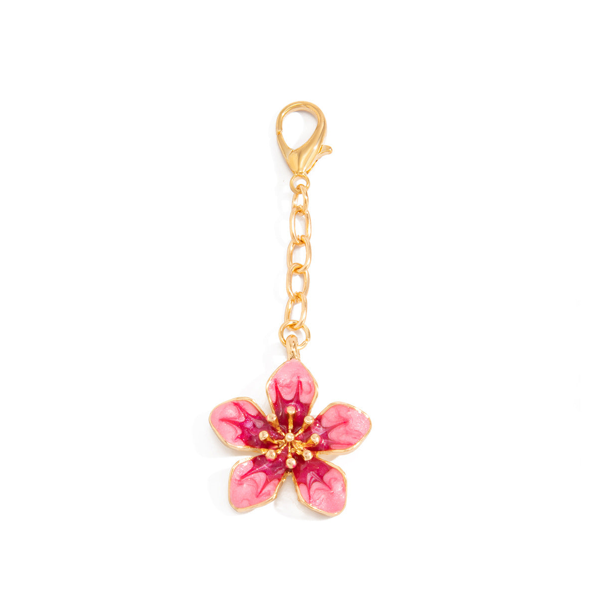 Colorful Floral Drip Oil Zinc Alloy Flower Pendant Keychain Casual Beach Style