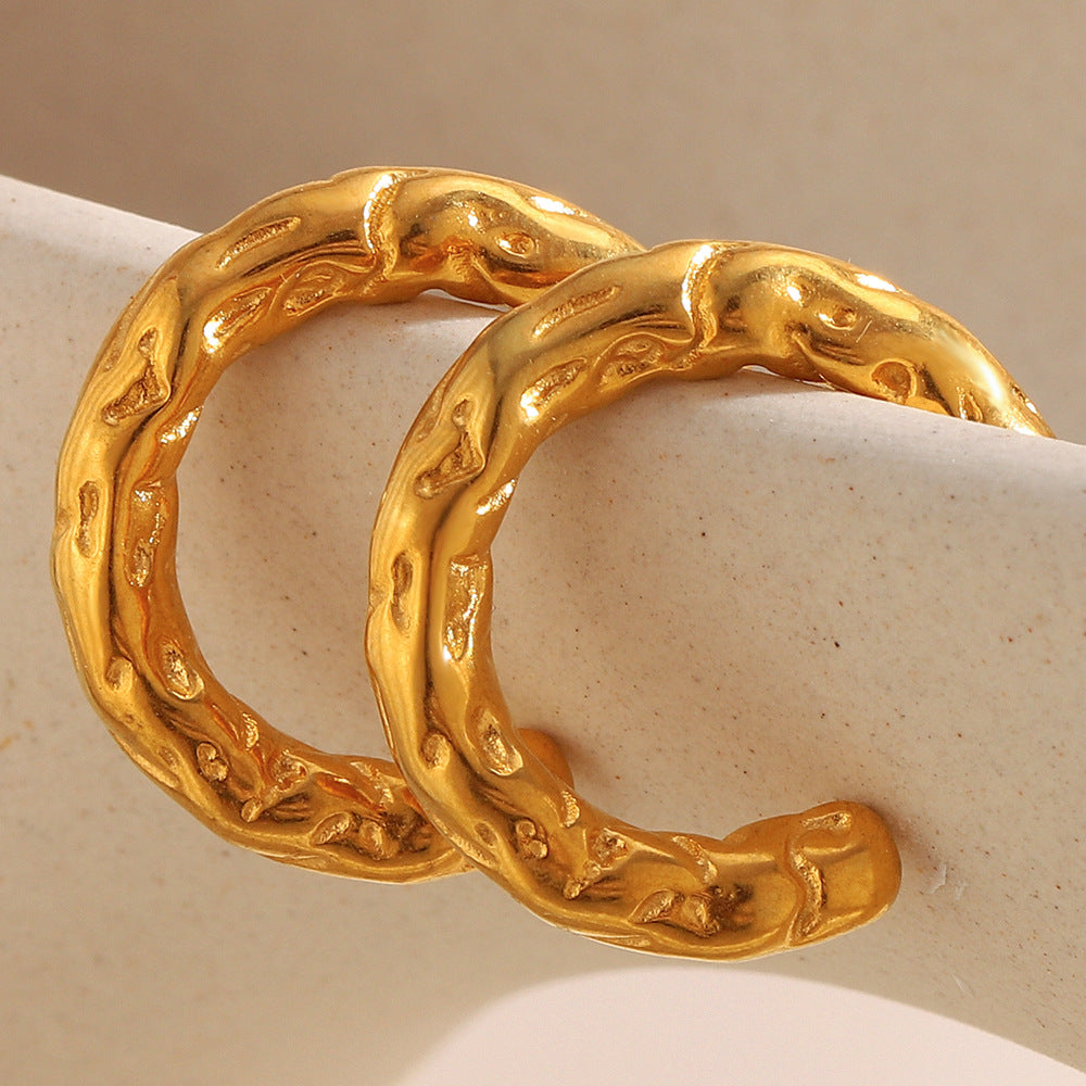 Orecchini a cerchio a forma di U geometrici irregolari da donna in acciaio inossidabile placcato oro 18K stile lusso minimalista