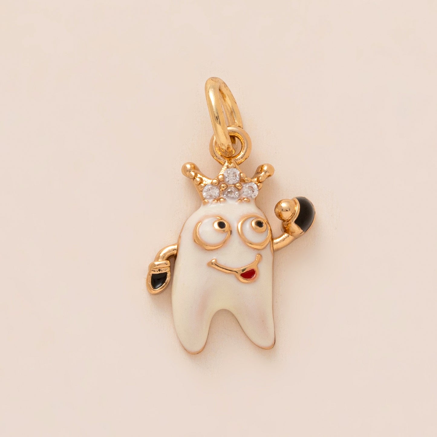 Vintage Gold Plated Brass Cartoon Clownfish Charm Bar on Ball Chain