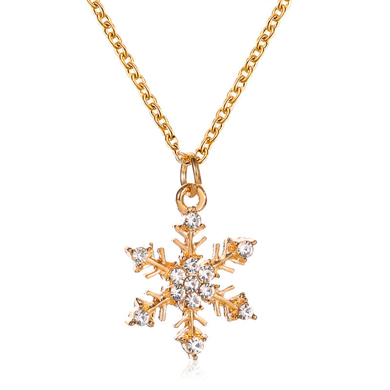 Collar de copo de nieve geométrico para mujer con incrustaciones de diamantes de imitación, cadena de aleación en estilo minimalista y moderno