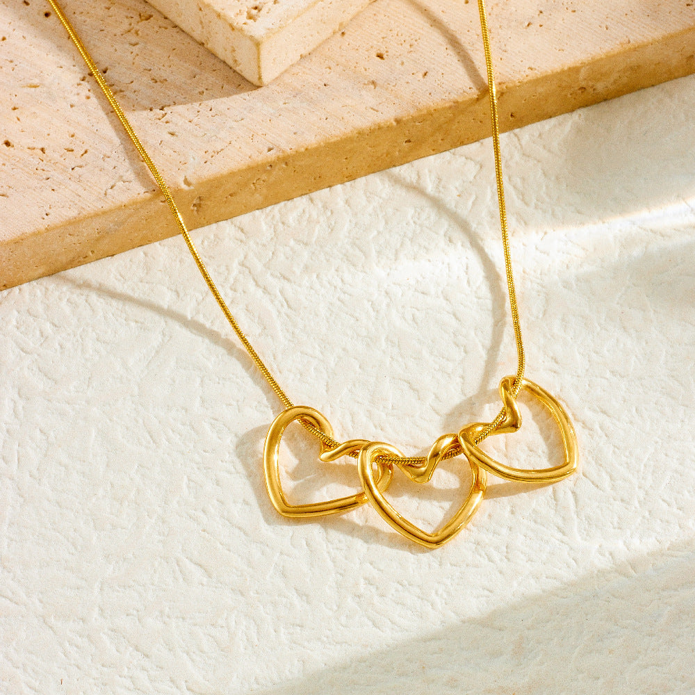 Minimalist Business Gold Plated Heart Stainless Steel Necklace for Women