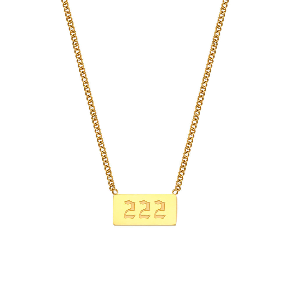 Minimalist Angel Number Pendant Necklace in Stainless Steel with Plated Finish for Women