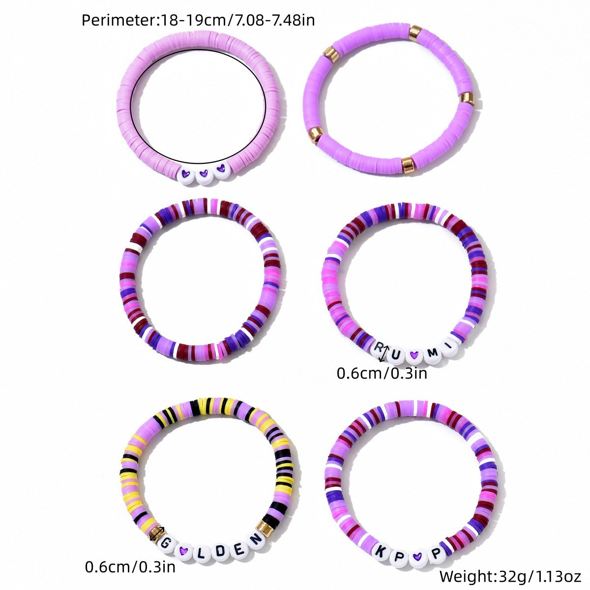 Personalized Cartoon Geometric Letter Resin Beaded Bracelet for Women
