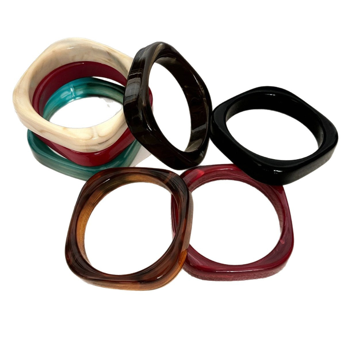 Bracciale rigido in acrilico geometrico minimalista con gocce d'olio