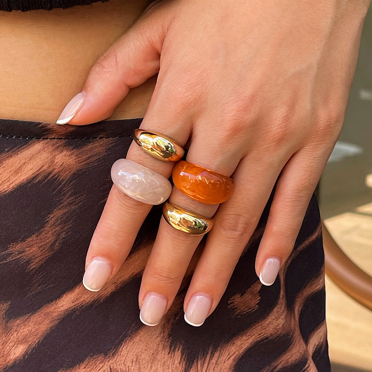 Vintage Geometric Plated Alloy Ring Set for Women