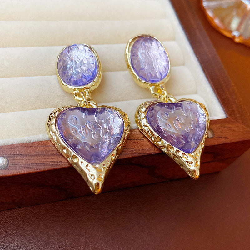 Orecchini a perno da donna geometrici floreali vintage in lega con finitura placcata, eleganti retrò