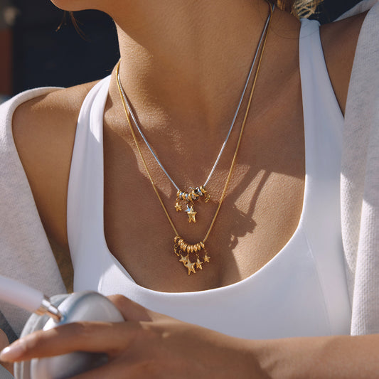 Minimalist Two-Tone Star Stainless Steel PVD Gold Plated Necklace for Women