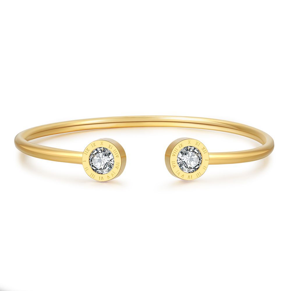 Minimalist 18K Gold Plated Geometric Titanium Steel C-Shape Open Bangle