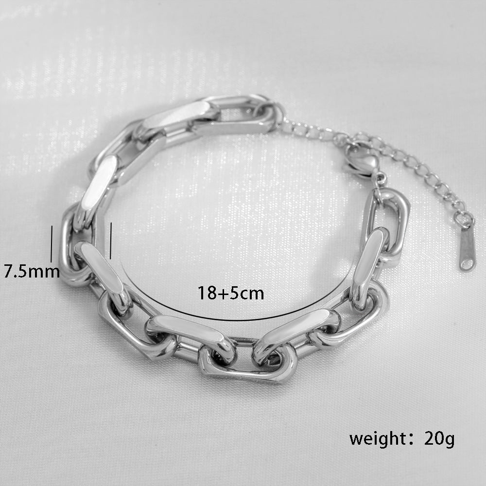 Bracciale Minimalista Cuban Link in Acciaio al Titanio Placcato Oro 18K per Donna e Uomo
