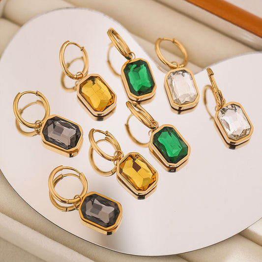 Pendientes de Aro para Mujer Estilo Hip Hop con Diseño Geométrico en Forma de U de Acero Inoxidable Chapado en Oro Minimalista de Lujo