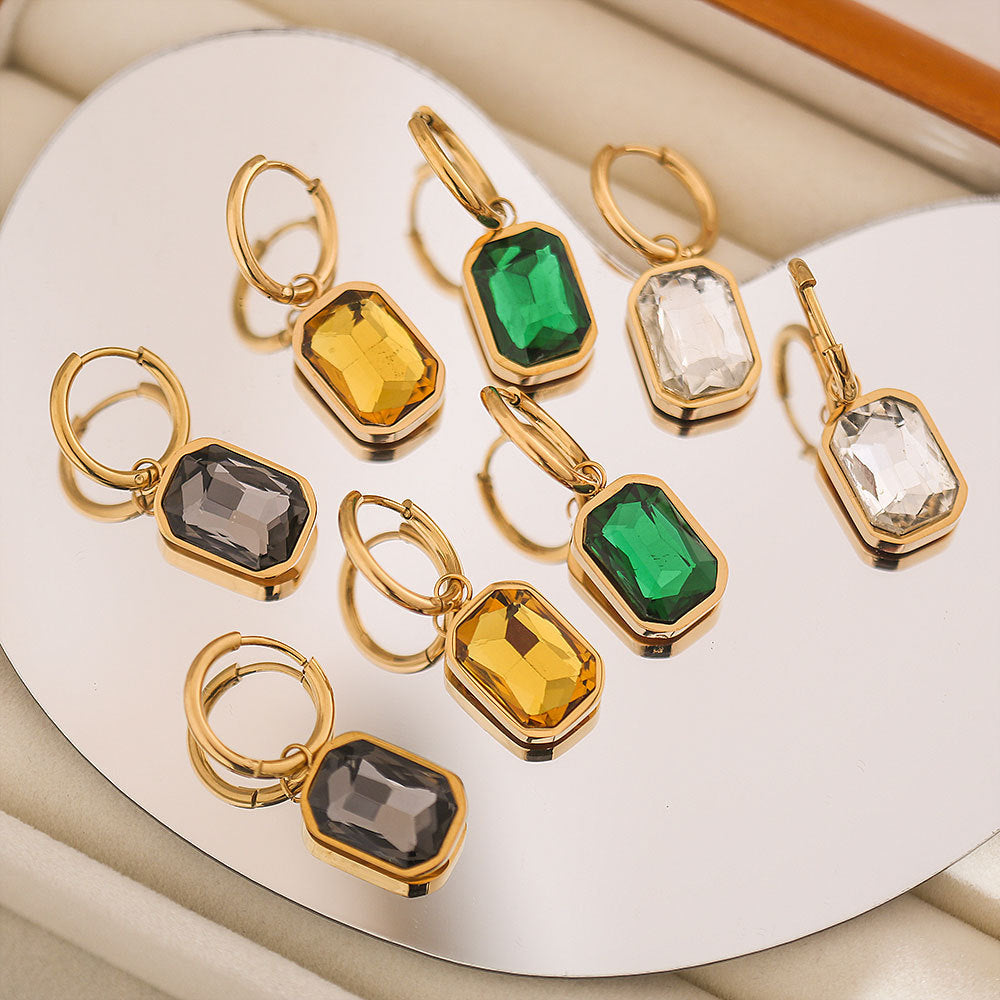 Pendientes de Aro para Mujer Estilo Hip Hop con Diseño Geométrico en Forma de U de Acero Inoxidable Chapado en Oro Minimalista de Lujo