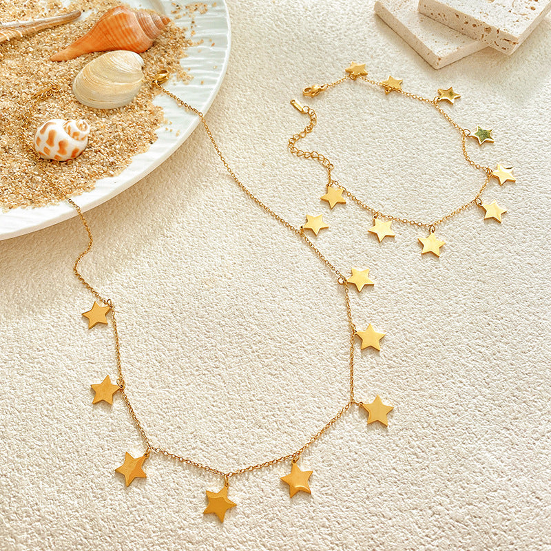 Gold Plated Titanium Steel Star Necklace