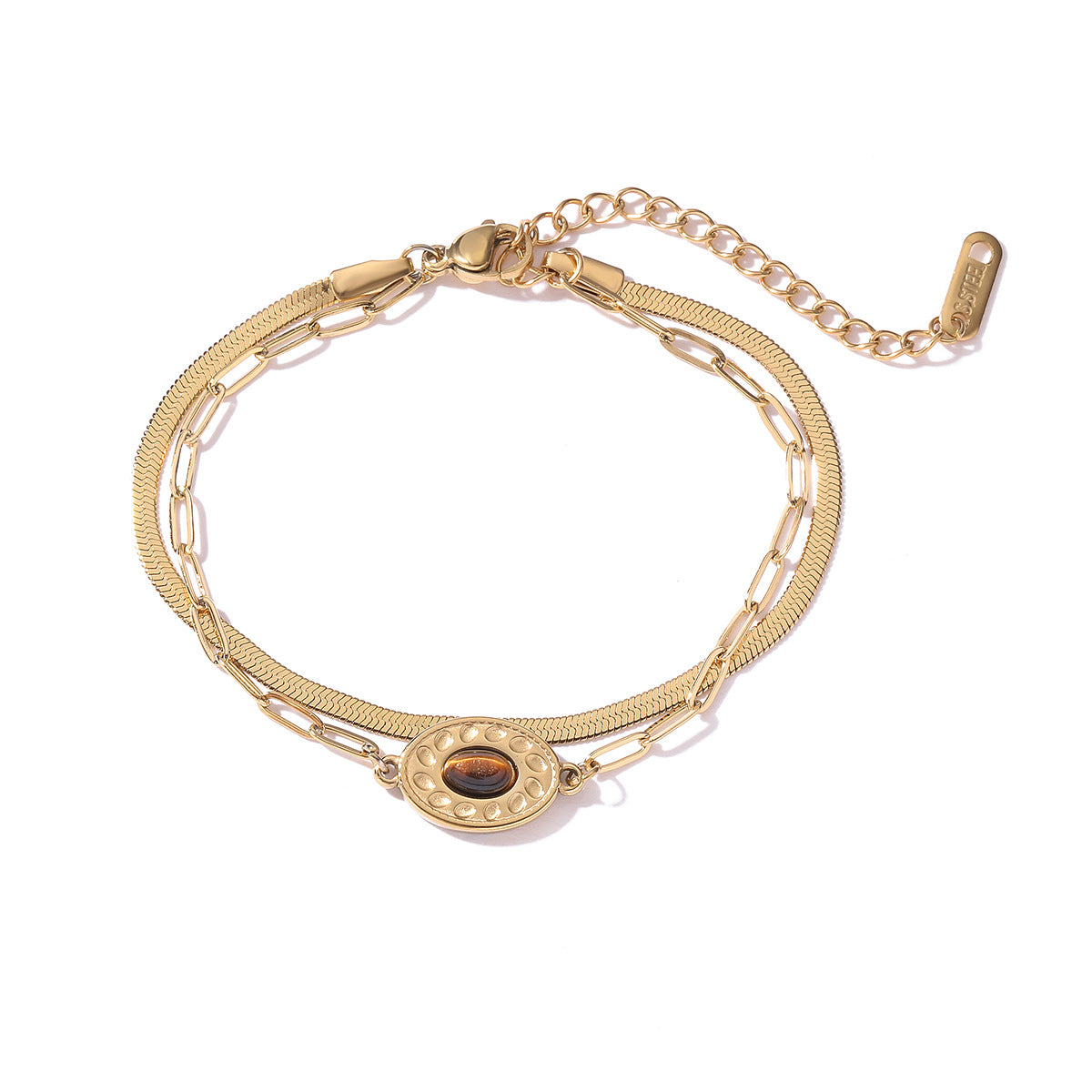 Bracciale da donna in acciaio inossidabile con design geometrico vintage, placcato oro 18K, irregolare, alla moda e versatile