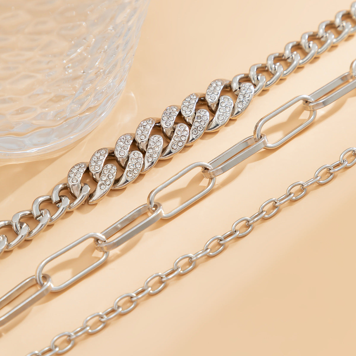 Tobillera apilable para mujer, diseño geométrico vintage con cruz, cuerpo de aleación e incrustaciones de diamantes de imitación