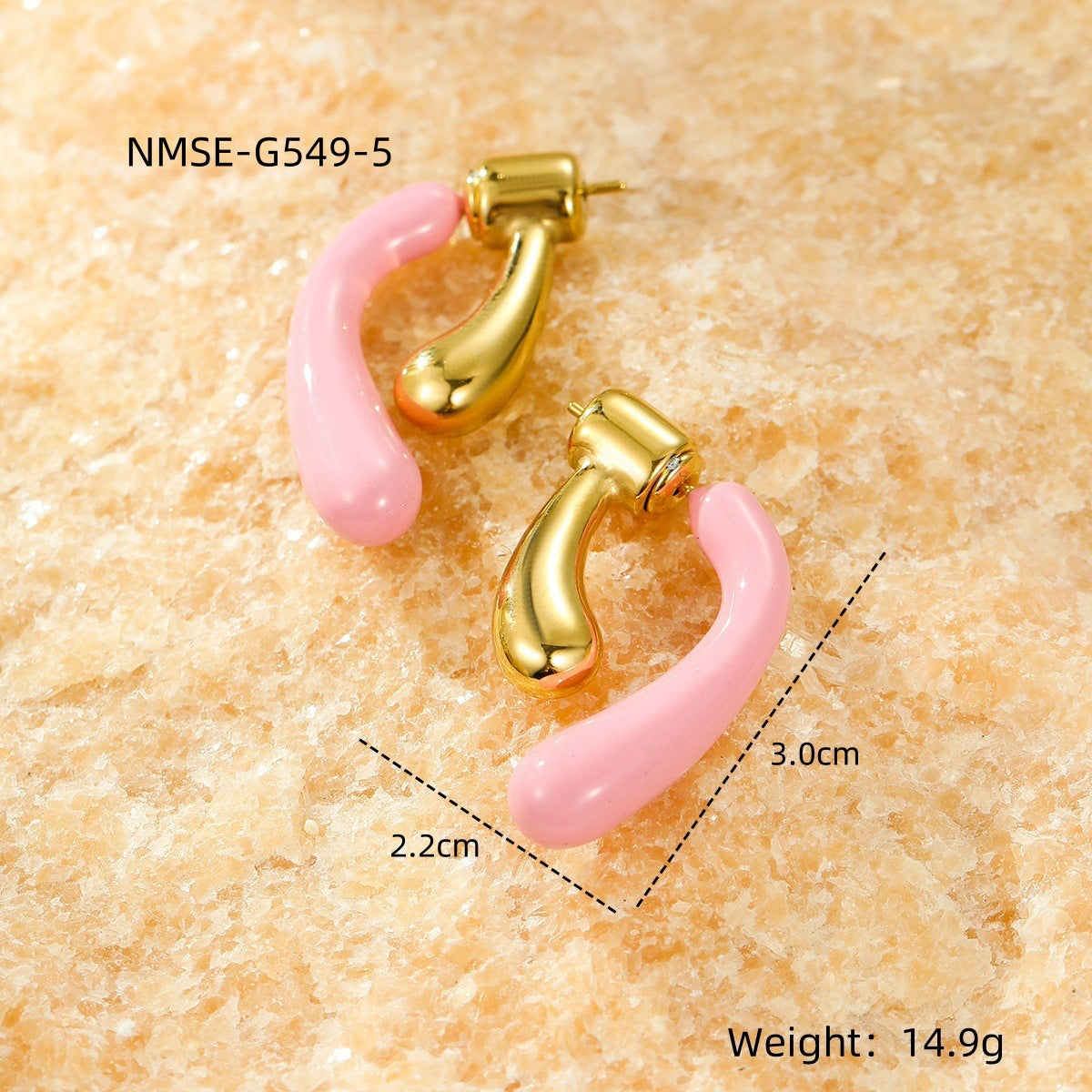 Pendientes de lágrima de esmalte estilo dulce en acero inoxidable con forma geométrica y diseño irregular para mujer