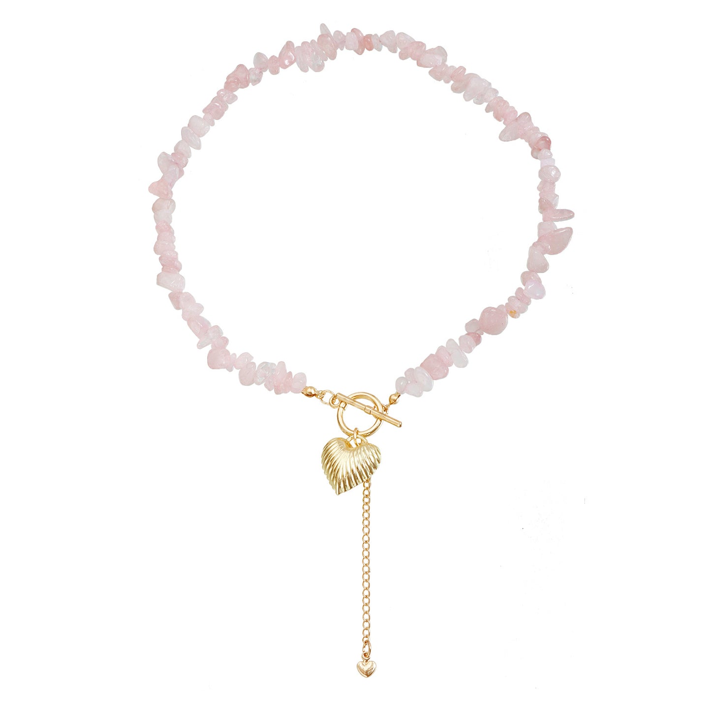 Sweet Minimalist Heart-Shaped Alloy Pendant Necklace with Tassel and Lobster Clasp for Women