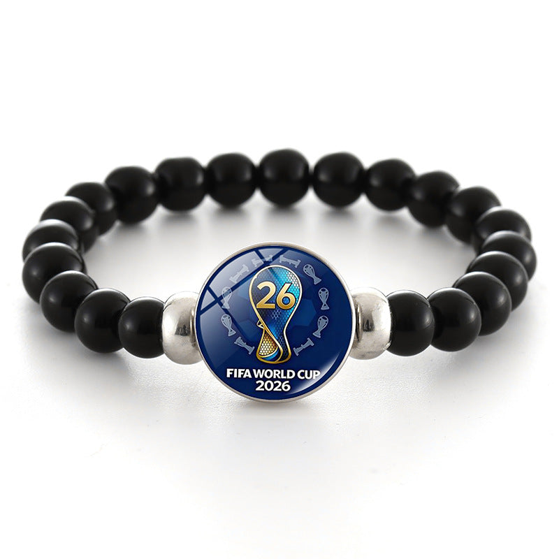 Unisex Geometric Round Crystal Beaded Bracelet World Cup Commemorative Jewelry