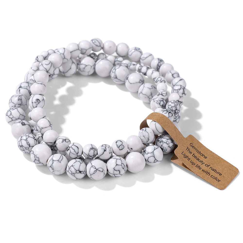 Vintage Minimalist Geometric Stone Beaded Stretch Bracelet Set Unisex Jewelry