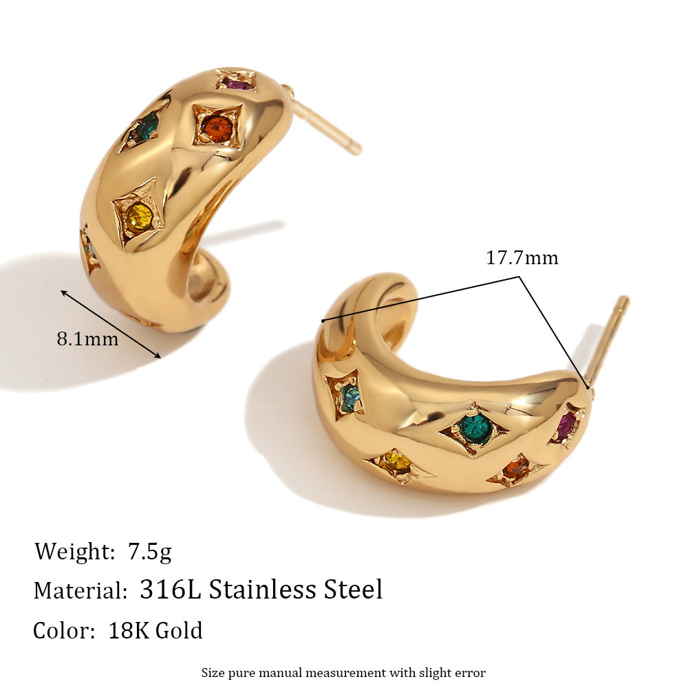 Minimalist Vintage-Inspired Geometric Wave Earrings for Women Stainless Steel with 18K Gold Plating