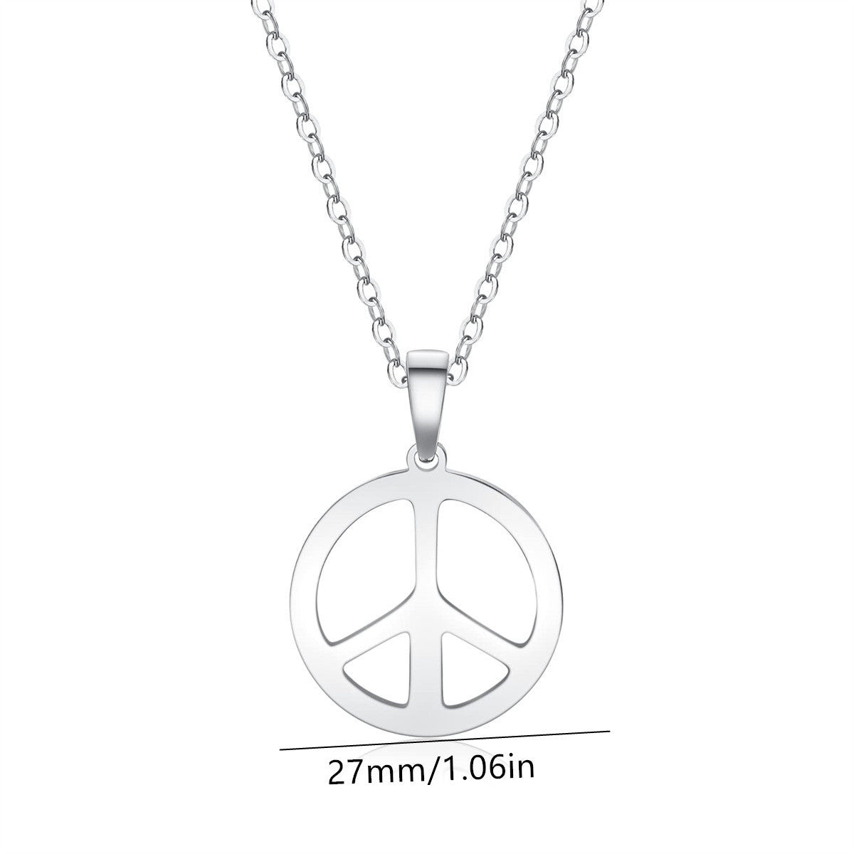 Hippie Style Geometric Peace Sign Pendant Necklace for Women in Stainless Steel with Plated Finish
