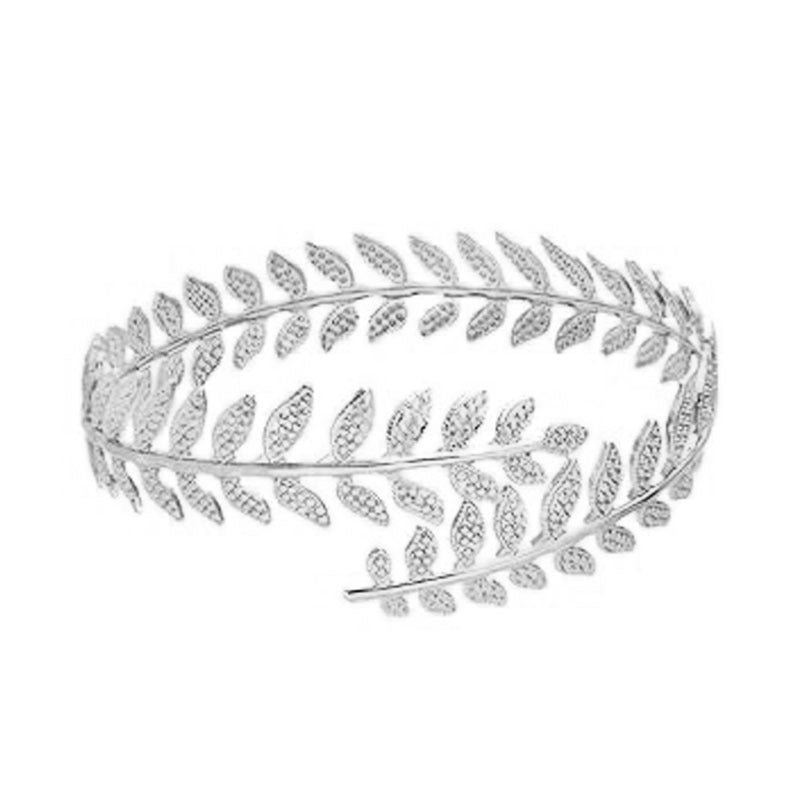 Geometric Leaf Design Plated Iron Arm Cuff Bracelet Set with Tassels