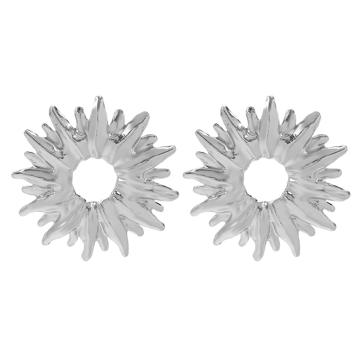 Orecchini Girasole Vintage in Lega con Finitura Galvanica, Design Floreale Vuoto per Donne